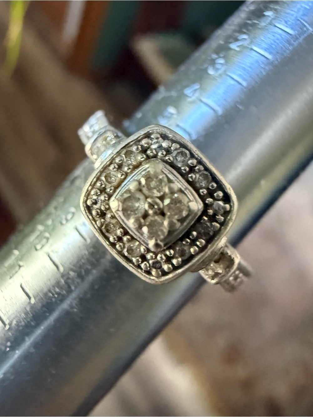 Silver-tone Cluster Square Ring - Women Jewelry